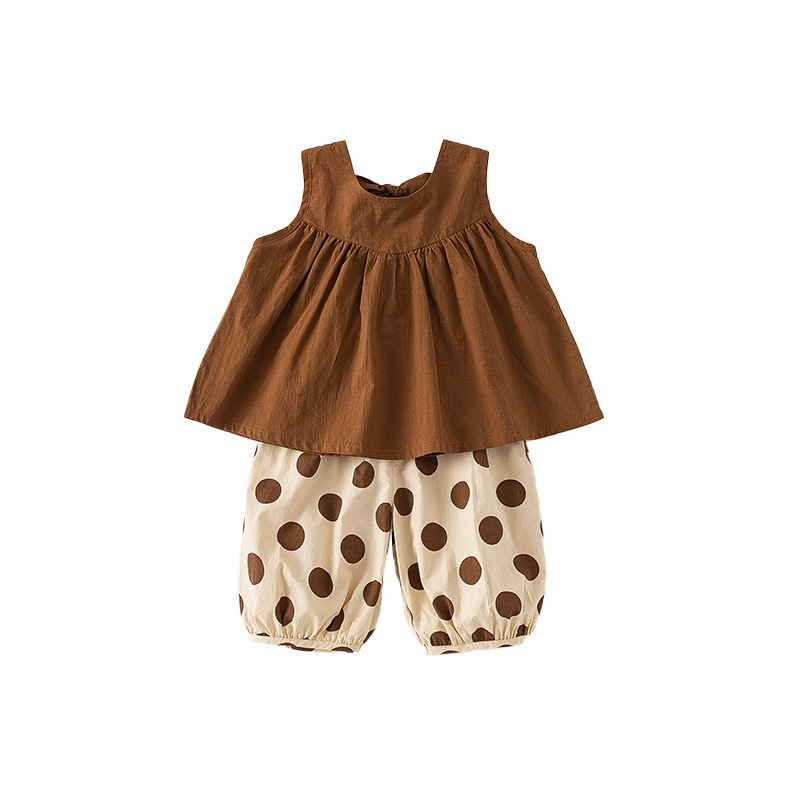 Summer Girl Sleeveless Tank Top and Polka Dot Wide-leg Pants