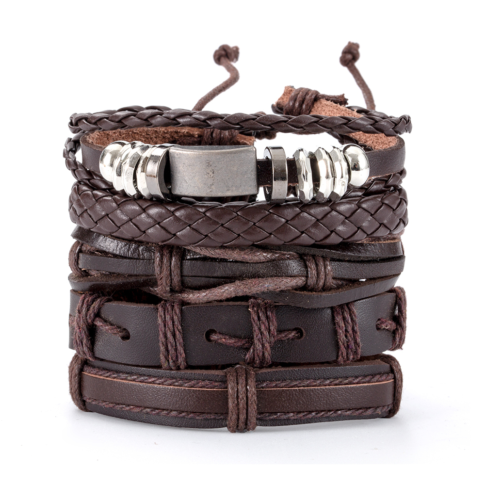 Chain Eif Dock Vinatge Gothic Punk Skull Star Metal Multilayer Leather Bracelet Men Bracelets Bangles Male Arm Jewelry wholesale 230706