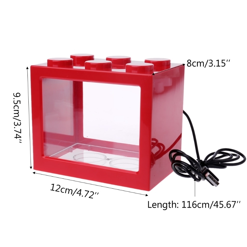 Decorations USB Mini Aquarium Fish Tank with LED Lamp Light Betta Fighting Cylinder Decoration 230705
