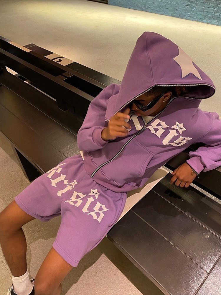 Mens Hoodies Sweatshirts Y2K Star Letter Print Hoodie Men Fashion Zip Up Long Sleeve Oversized Jacket Coat Harajuku Gothic Hooded Sweatshirt Teen Clot