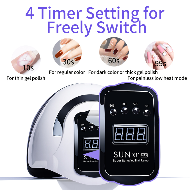 Nail Dryers SUN X11 MAX UV LED Nail Lamp for Manicure 280W Gel Polish Drying Machine with Large LCD Touch 66LEDS Smart Nail Dryer 230706