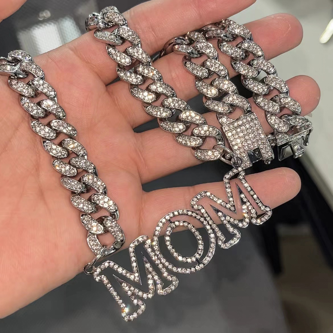 Pendant Necklaces Custom Bling Name Necklace Zircon 12mm Miami Cuban Link Choker 3D Hollow Men Father Day gift 230707