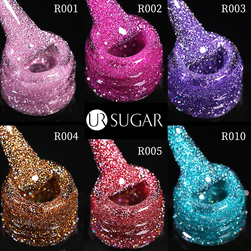 Nail Polish 75ml UR SUGAR Reflective Glitter Gel Pink Sequins Gel Nail Polish Soak Off UV Nail Gel Semipermanent Nail Art Decoration 230706