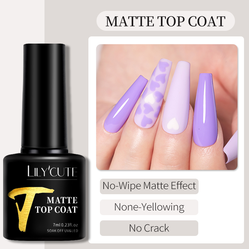 Nail Polish LILYCUTE 7ML Base Nowipe Top Coat UV Gel Colorful Gel Nail Polish Semi Permanent Soak Off UV LED Nail Art Manicure Nail Varnish 230706