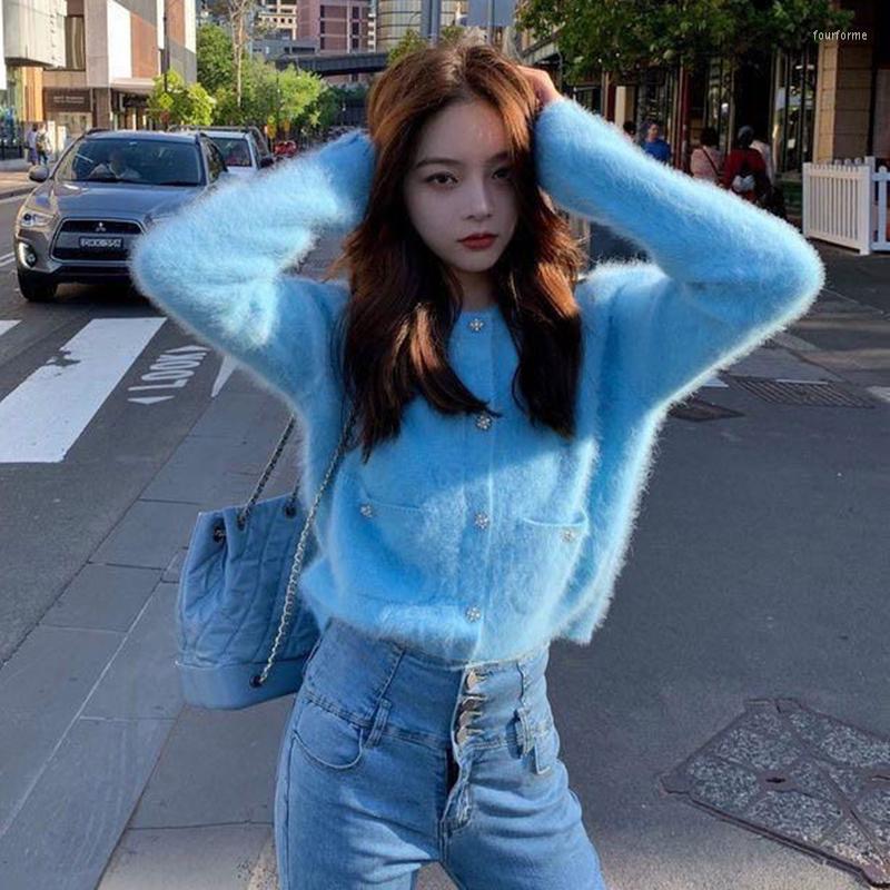 Women's Warm Thicken Cashmere Cardigan Acrylic Knitted Sweater Coat With Pockets For Winter B4