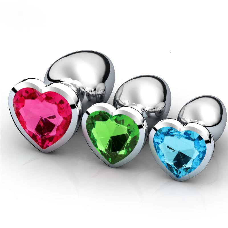 DildosDongs 3PcsSet Smooth Massager Anal Beads Crystal Jewelry Heart Butt Plug StImulator Women Sex Toys Dildo Stainless Steel 230706