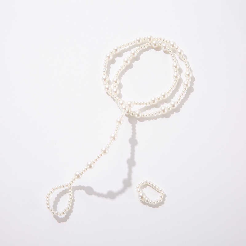 Anklets Multi-layer Bracelet Long Pearl Chain Pendant Anklet Sandals Barefoot Beach Foot Bridal Jewelry Wholesale R230707