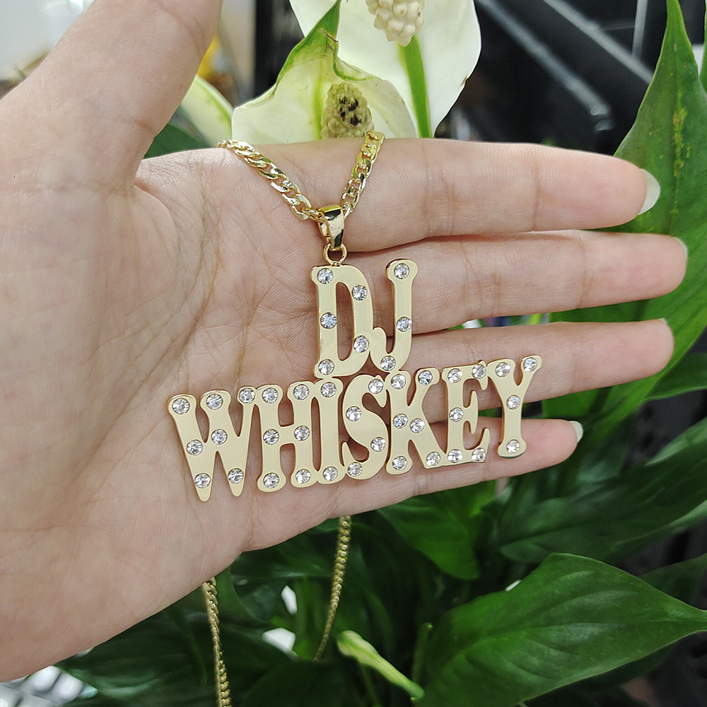 Pendant Necklaces Crystal Big Letters Necklace for Women Men Custom Jewelry Name Numbers Personalized with Zirconia 230707