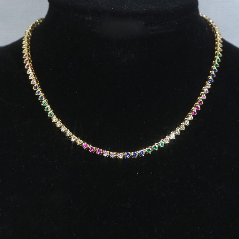 rainbow color mini heart love Necklace High Quality women men lady Iced Out Zirconia hip hop gift Jewelry