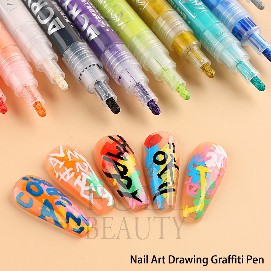 Nail Gel Nail Art Drawing Graffiti Pen Waterproof Line Painting Brush DIY 3D Abstract Swirl Lines Flower Sketch Scrawl Manicure Tools #TY 230706
