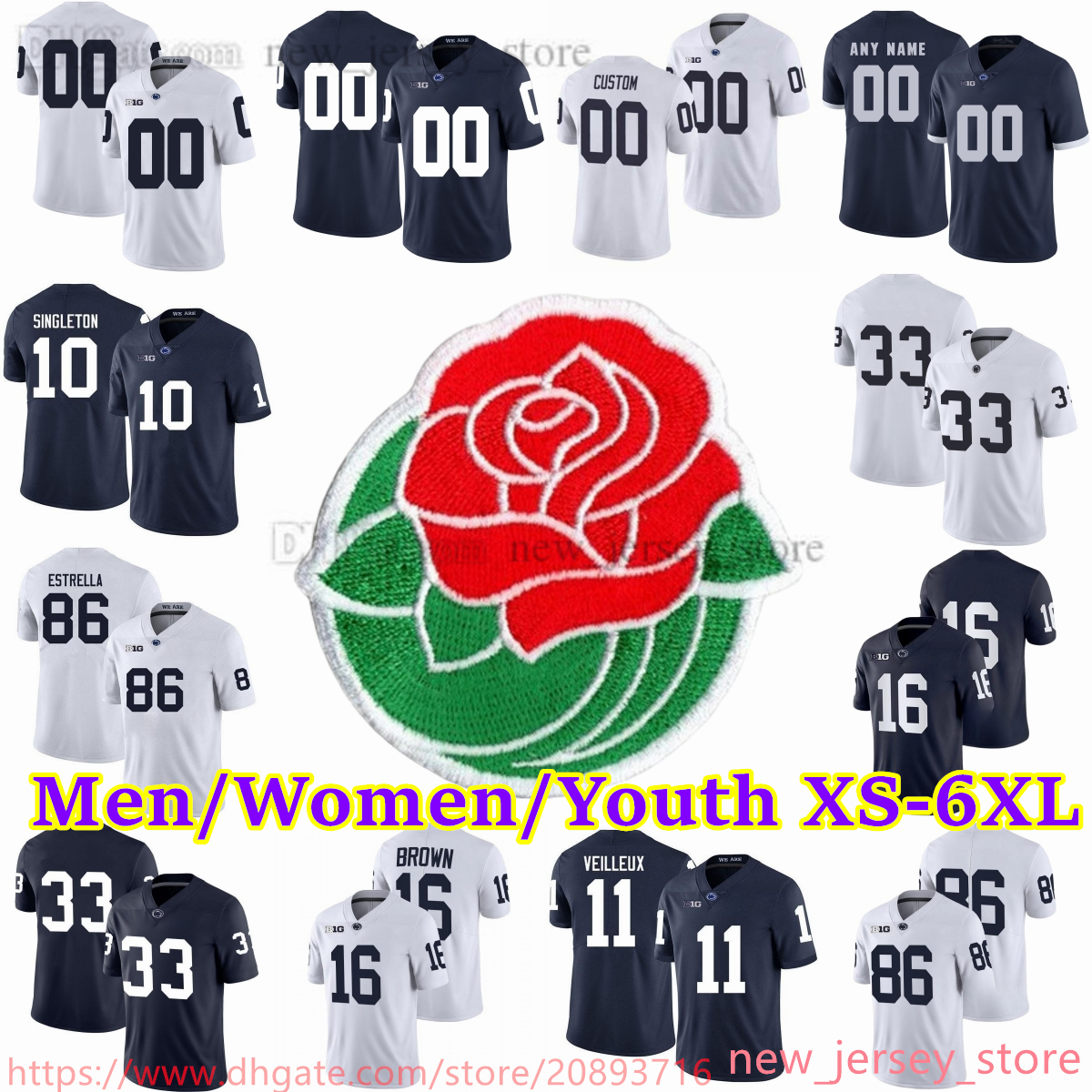 Custom S-6XL NCAA Penn State Nittany Lions Football Jersey 6 Zakee Wheatley 25 Daequan Hardy 13 Kaytron Allen 7 Kaden Saunders 51 Jimmy Christ Tyler Warren Beau Pribula, No name (only number)
Custom S-6XL NCAA Penn State Nittany Lions Football Jersey 6 Zakee Wheatley 25 Daequan Hardy 13 Kaytron Allen 7 Kaden Saunders 51 Jimmy Christ Tyler Warren Beau Pribula, No name (only number)
