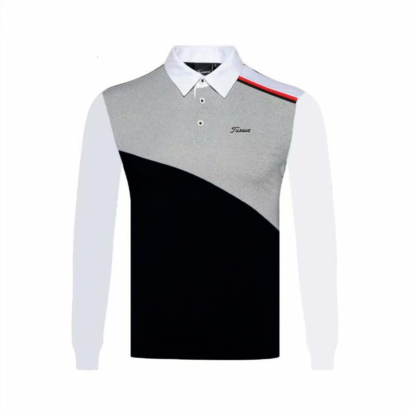 Men's Polos Golf Apparel Men's Autumn Long Sleeve Polo Neck Elastic Outdoor Sports Fashion Casual Polo Shirt Durable Top 230707