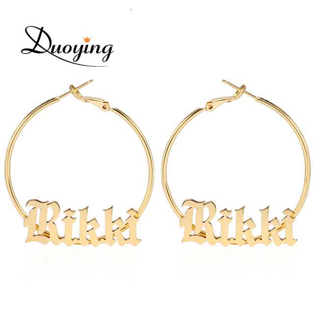 Hoop Huggie Duoying Circle Name Earrings Style Round Personalized Custom Earring for Women Gifts 230707