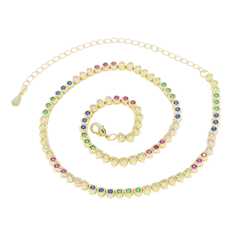 rainbow color mini heart love Necklace High Quality women men lady Iced Out Zirconia hip hop gift Jewelry