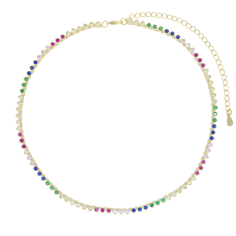 rainbow color mini heart love Necklace High Quality women men lady Iced Out Zirconia hip hop gift Jewelry