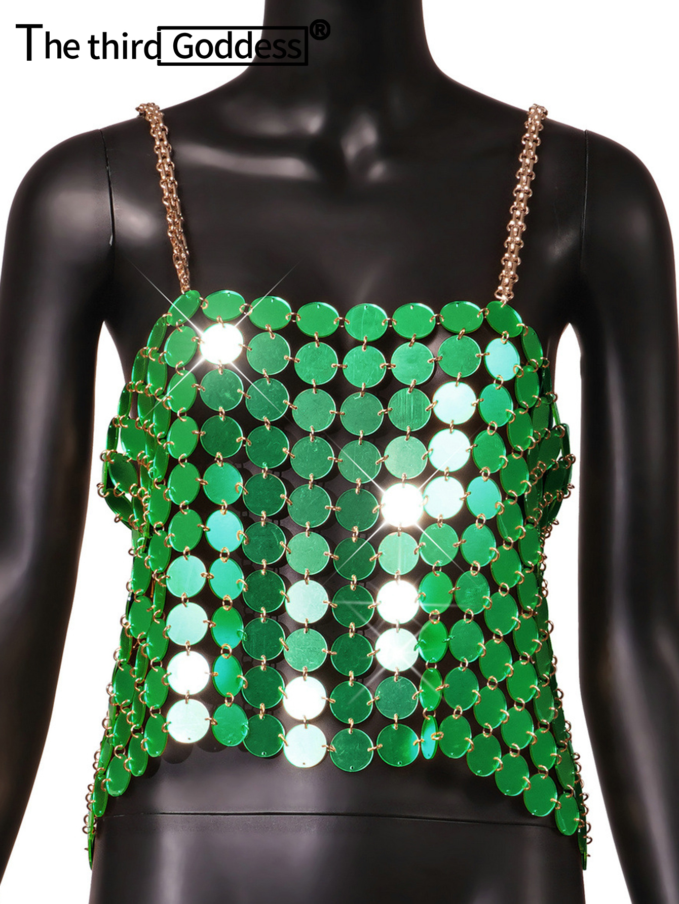 Women's Tanks Camis Sexy see through Metal sequin crop top women summer y2k club party halter tank top wife beach rave outfit glitter womens tops