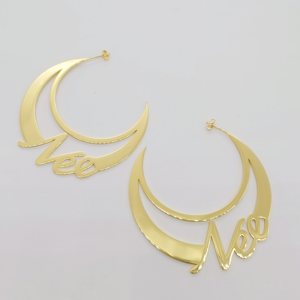 Hoop Huggie Duoying Circle Name Earrings Style Round Personalized Custom Earring for Women Gifts 230707