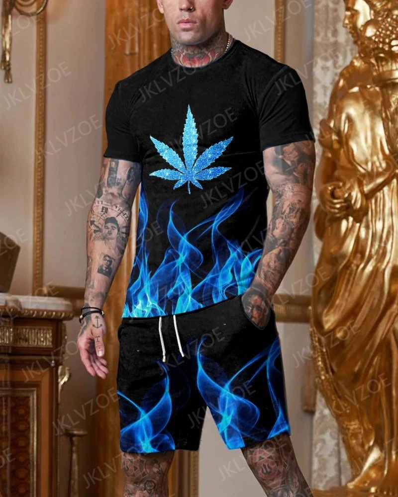 Men's Tracksuits Summer Fashion Men Suit Tshirt Shorts 2 Piece Sets Tracksuit Men's Oversized Clothes Vintage Streetwear Stripes 3D Printe 2