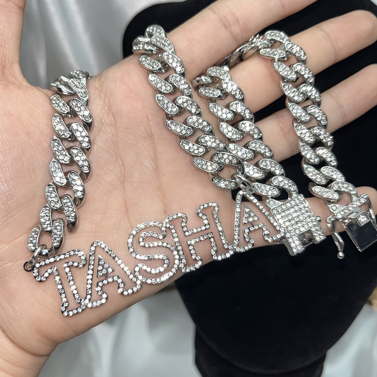 Pendant Necklaces Custom Bling Name Necklace Zircon 12mm Miami Cuban Link Choker 3D Hollow Men Father Day gift 230707