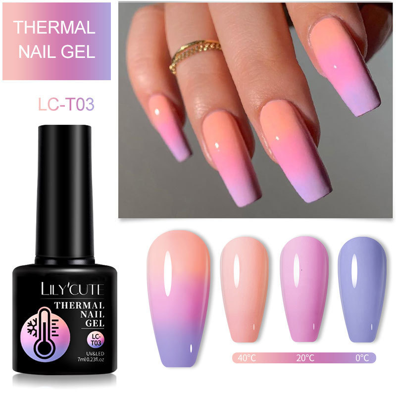 Nail Polish LILYCUTE Color Changing Thermal Gel Nail Polish Winter Purple Red Colors Semipermanent Nail Art Varnish 230706
