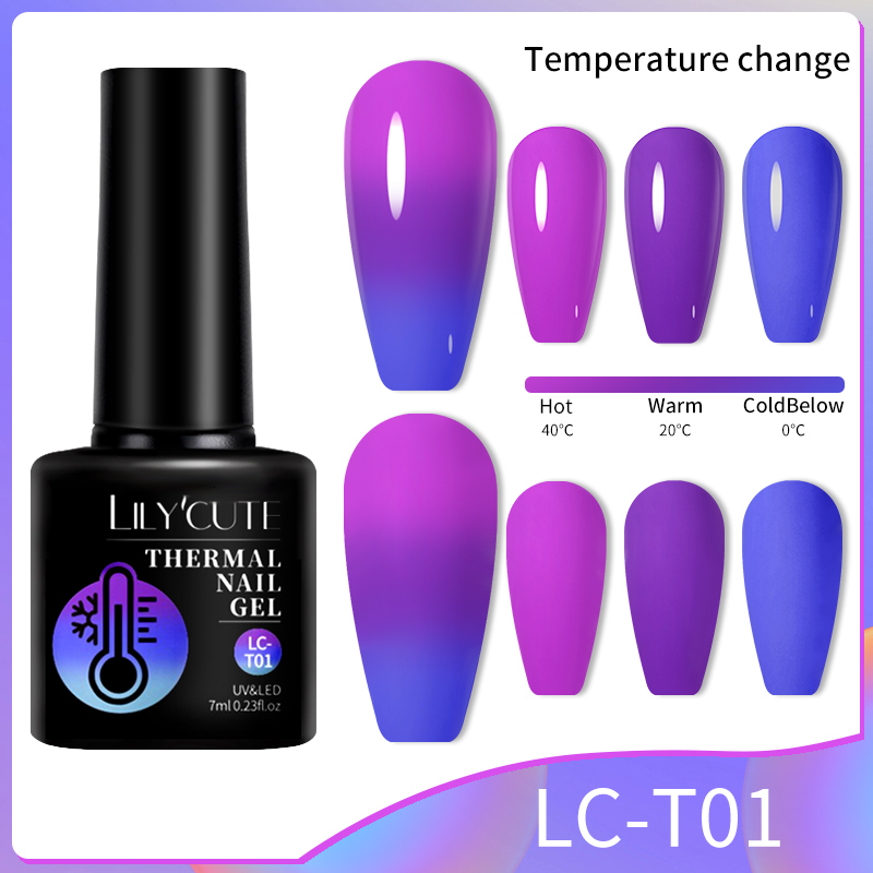 Nail Polish LILYCUTE Color Changing Thermal Gel Nail Polish Winter Purple Red Colors Semipermanent Nail Art Varnish 230706