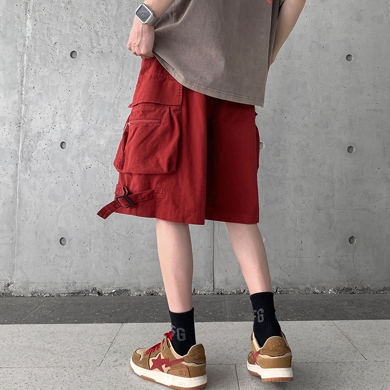 Men's Shorts Summer Men Techwear Short Joggers Streetwear Fashion Oversized Shorts Men Casual Solid Color Elastic Waist Cargo Shorts 230706