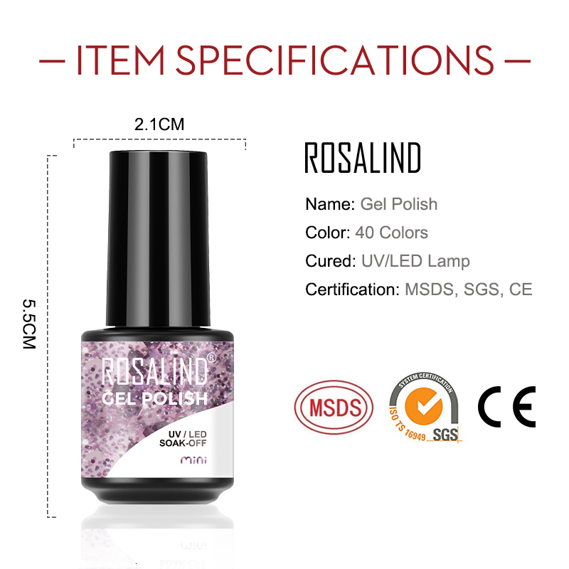 Nail Gel ROSALIND 80 Colors Nail Gel Polish Hybrid Varnish Manicure Art Semi Permanent Base Top Coat Soak Off UV LED DIY Gel Nail Polish 230706