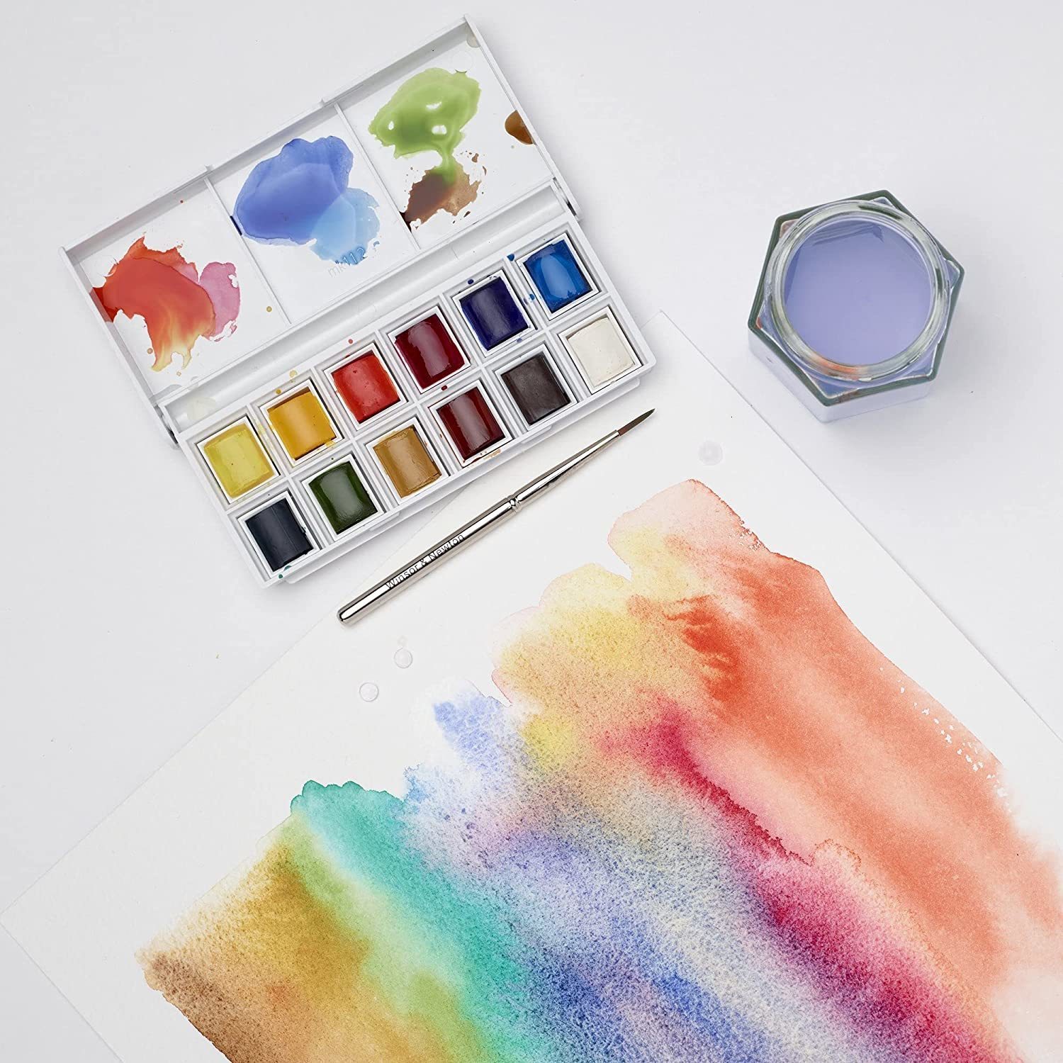 Painting Pens Winsor ton 12 Color Cotman Solid Watercolor Paint Sketchers' Pocket Box Half Pans Palette Brush Acuarela School 230706 - view 3