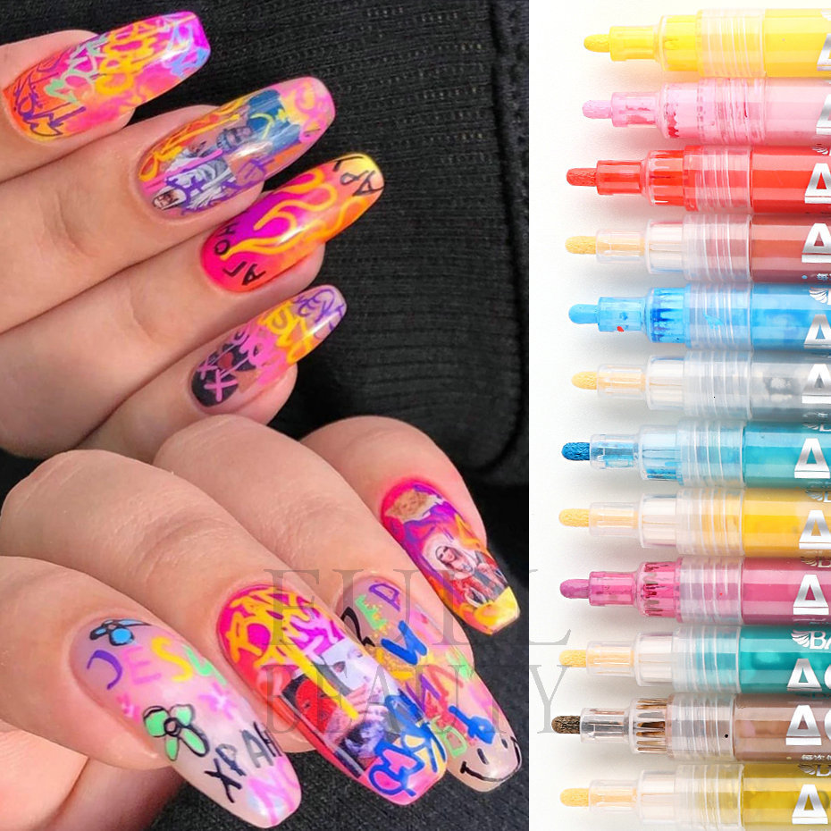 Nail Gel Nail Art Drawing Graffiti Pen Waterproof Line Painting Brush DIY 3D Abstract Swirl Lines Flower Sketch Scrawl Manicure Tools #TY 230706