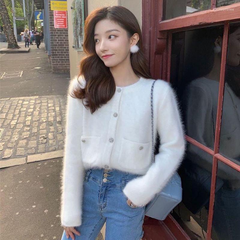 Women's Warm Thicken Cashmere Cardigan Acrylic Knitted Sweater Coat With Pockets For Winter B4