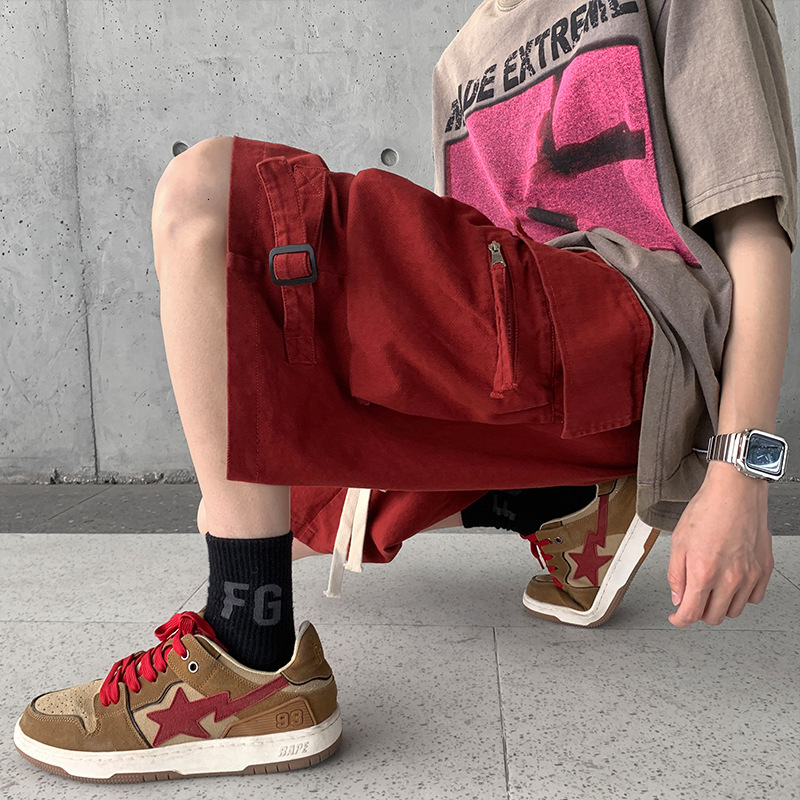 Men's Shorts Summer Men Techwear Short Joggers Streetwear Fashion Oversized Shorts Men Casual Solid Color Elastic Waist Cargo Shorts 230706