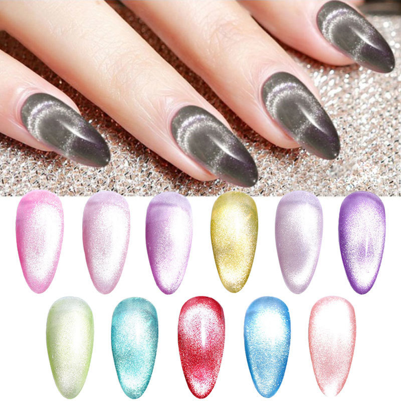Nail Gel 8ml Cat Eyes Magnetic Gel Polish Soak Off 9D 12 Colors Bright Silver UV Gel Enamel Lacquer Glitter Nail Art Varnish 230706