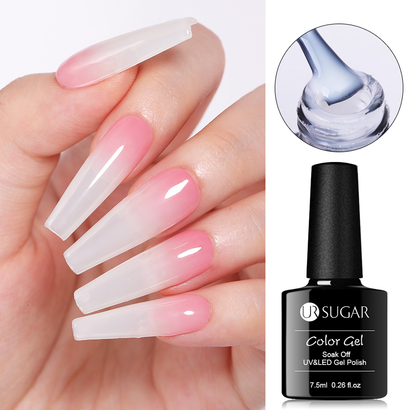 Nail Polish UR SUGAR 7ml Glass Bottle Milky Jelly White Gel Nail Polish White Color UV Led Gel Varnish For Manicure Nail Art Base Top 230706