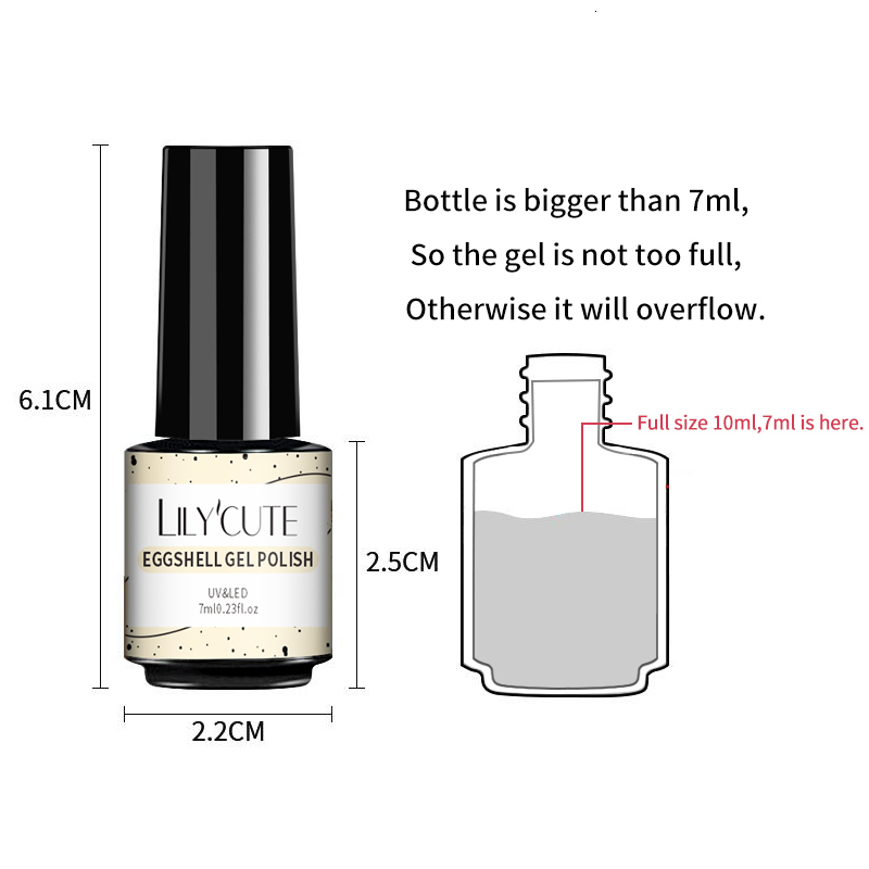 Nail Polish LILYCUTE 7ml Solid Eggshell Gel Polish Semi Permanent Gel Nail Polish Lamp Varnish Soak Off UV Gel Nail Art Manicure Top Coat 230706