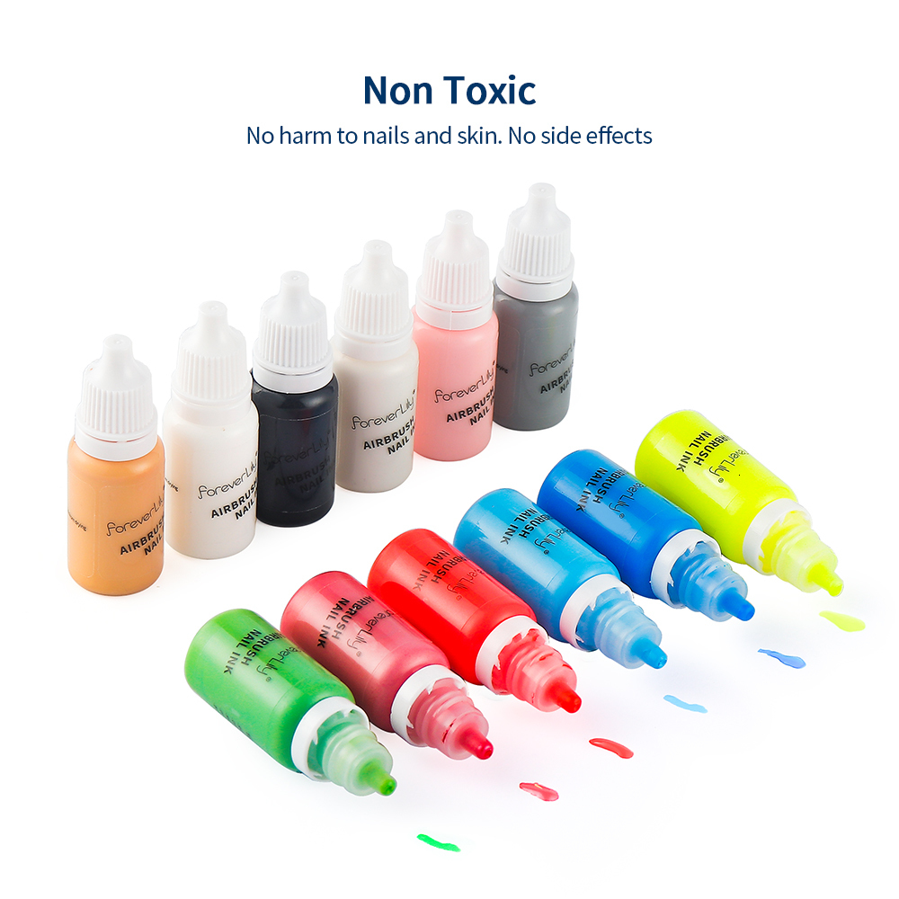 Nail Gel 12ColorsSet 10ML Nail Ink Matte Black Pearl White Nail Polish Paint Use For Airbrush Nail Color Painting Nail Art DIY Gradient 230706