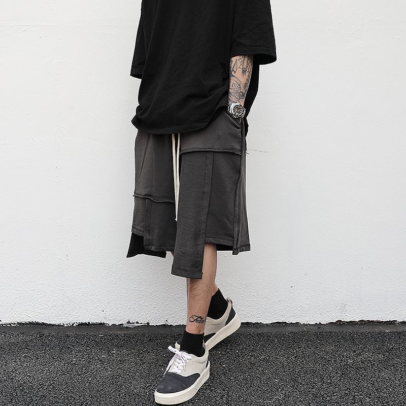 Men's Shorts Juspinice Men's Breeches Irregular Patchwork High Street Sports Half Shorts Korean Fashion Loose Wide Leg Short Pant Y2k Clothe