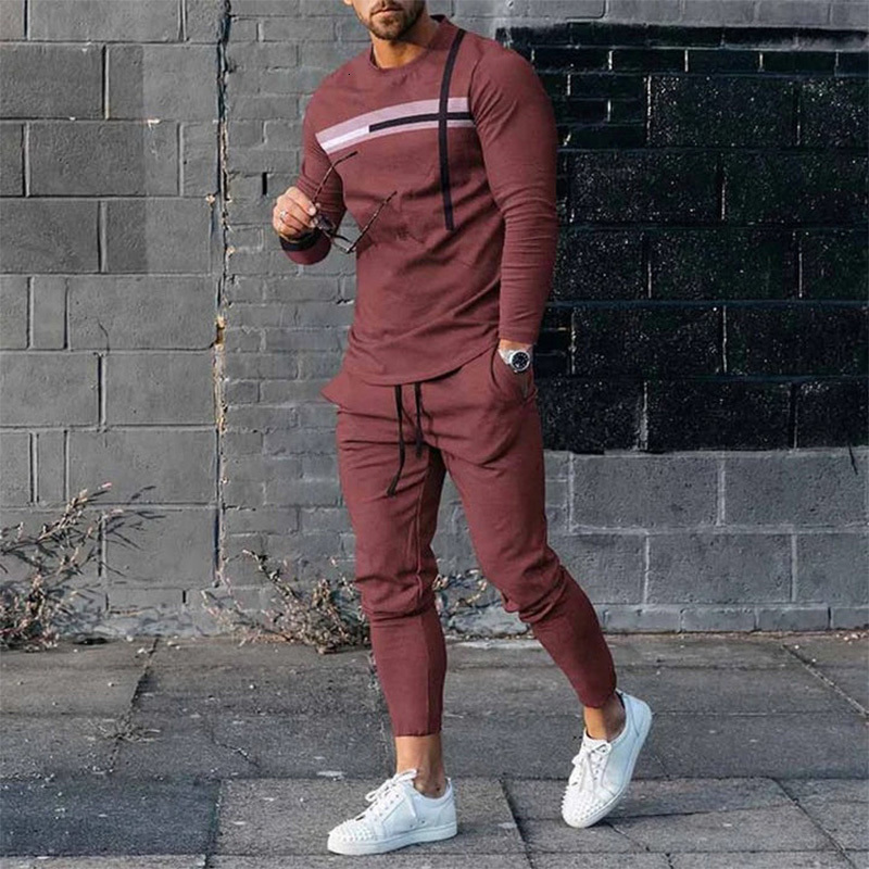 Men's Tracksuits Spring Men's Tracksuits Set 3D Print Long Sleeve T-Shirt Jogging Streetwear Casual Two Piece Male Oversized Men Sports Suit