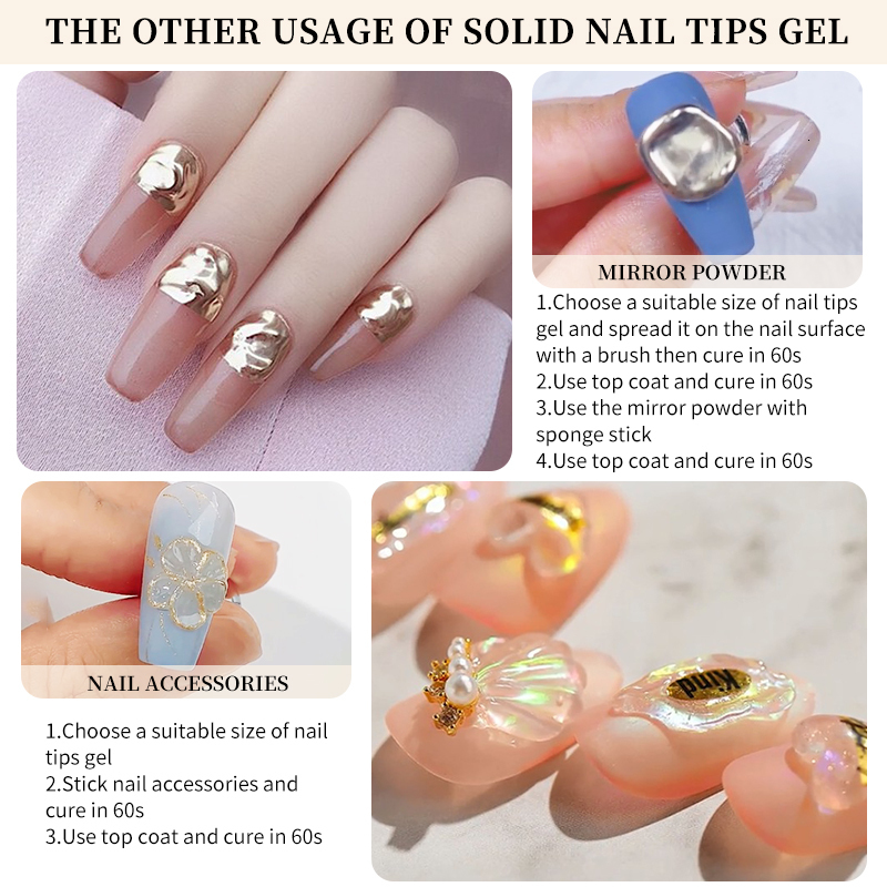 Nail Polish Solid Nail Tips Gel 5g Transparent UV LED Function Gel UV Lamp Nail Extension Gel Soak Off Nail Art Gel Varnish 230706