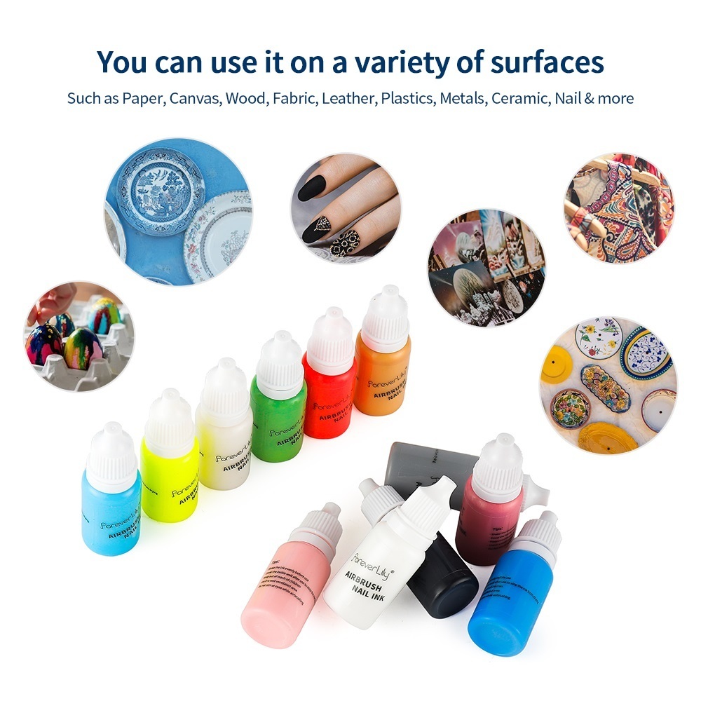 Nail Gel 12ColorsSet 10ML Nail Ink Matte Black Pearl White Nail Polish Paint Use For Airbrush Nail Color Painting Nail Art DIY Gradient 230706
