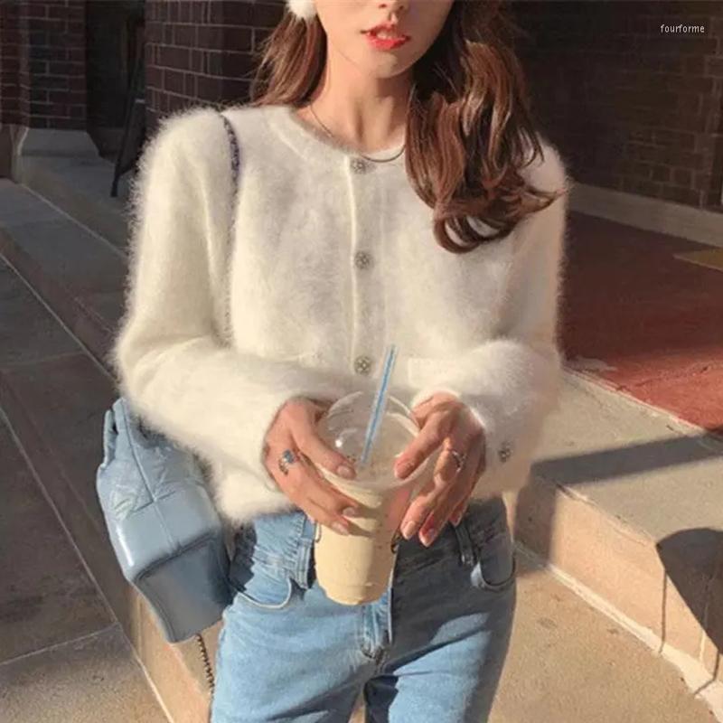 Women's Warm Thicken Cashmere Cardigan Acrylic Knitted Sweater Coat With Pockets For Winter B4