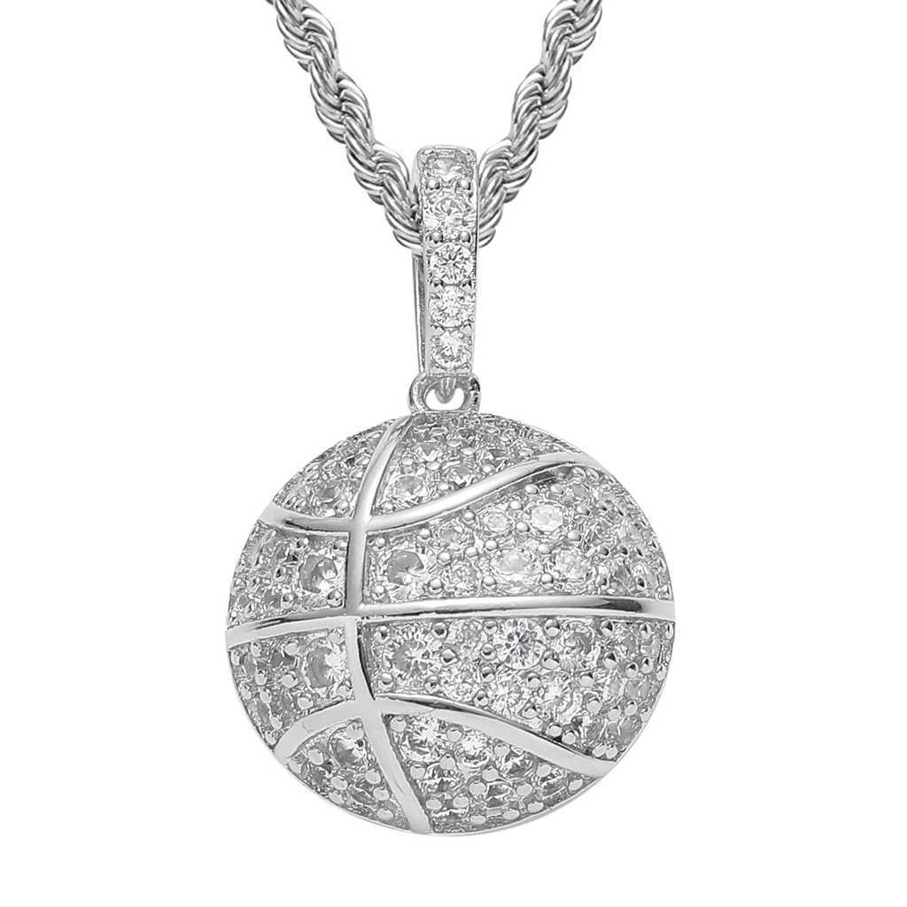 New Brand Sports Basketball Penny Hip Hop Micro Set Cubic Zircon Full Diamond Men's Fashion Necklace Real Gold Shiny CZ Rock Aesthetic Gemstone W