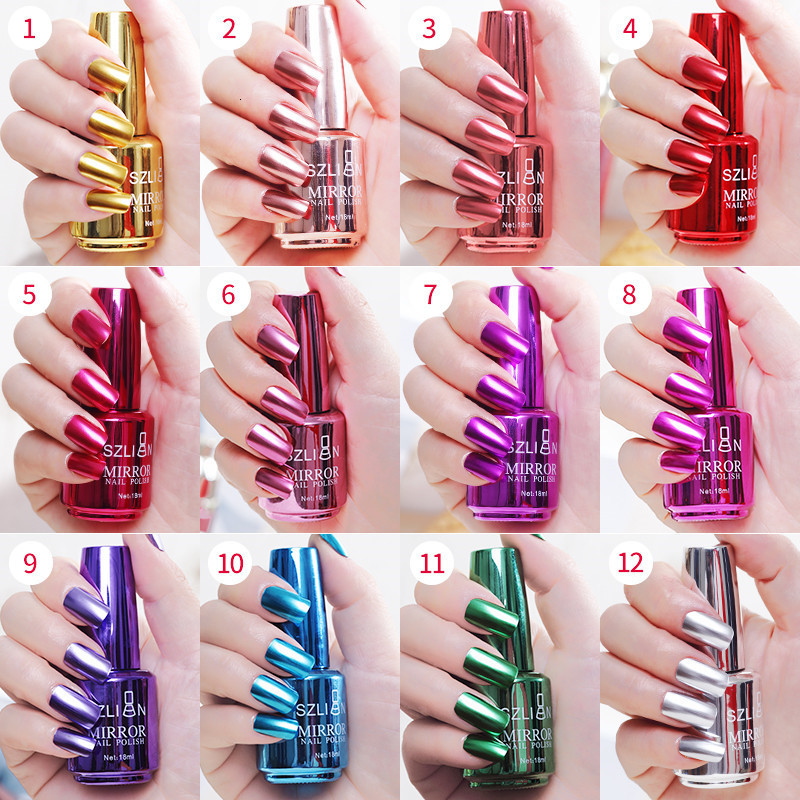 Nail Gel 12 Colors Mirror Effect Nail Polish Gold Silver Glitter Diamond Semi Permanent Nail Varnish UV Gel for DIY Nail Art Decorations 230706