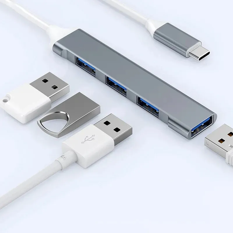 4 Ports USB Hub 3.0 Extender Type C to USB Splitter for Laptop Accessories OTG Multi Docking Station