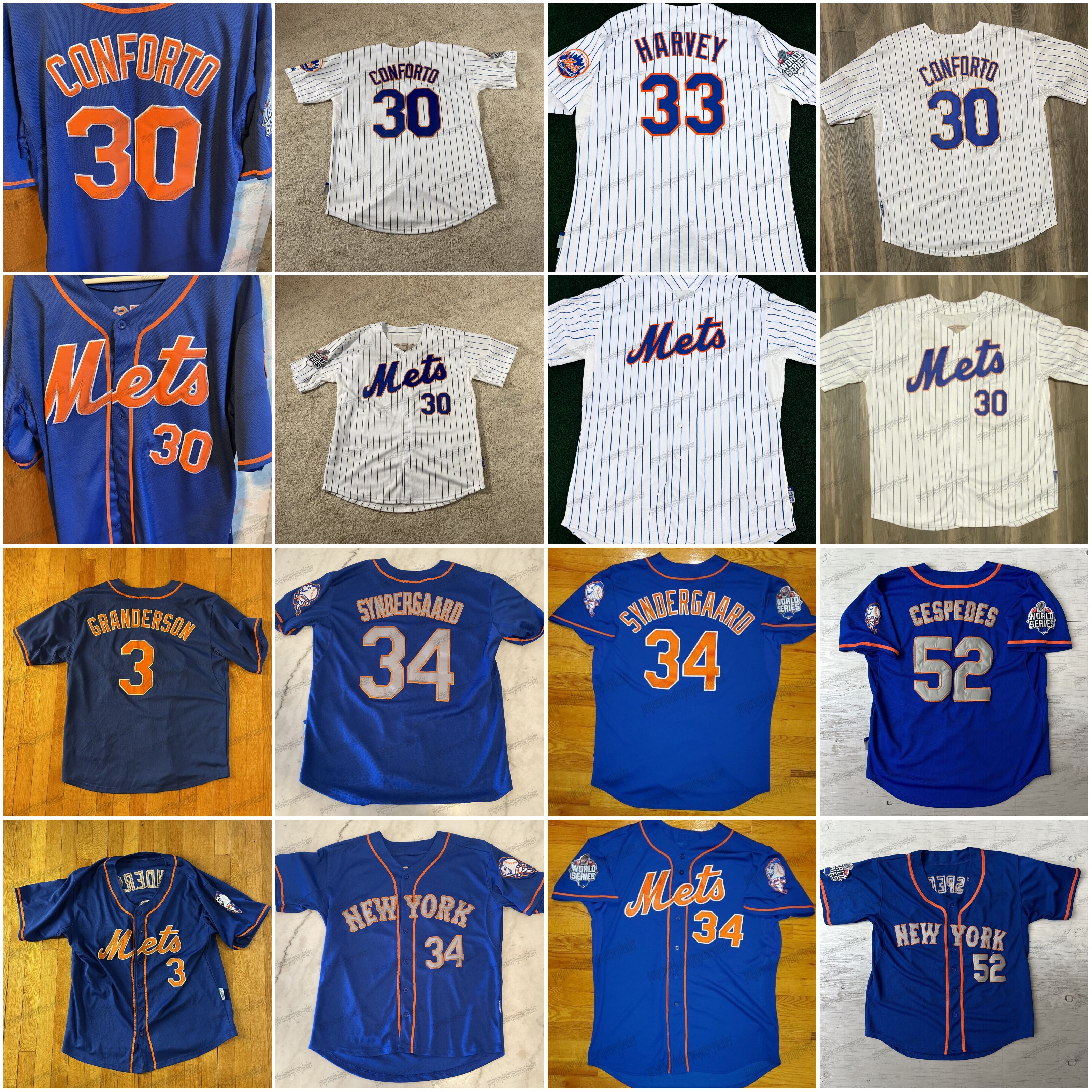 2015 world series NY Mets Jersey Curtis Granderson Michael Conforto Matt Harvey Eries Syndergaard Yoenis Cespedes Custom