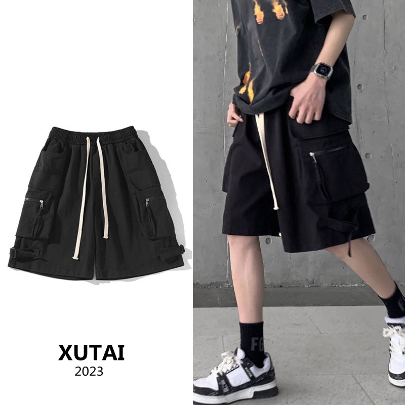 Men's Shorts Summer Men Techwear Short Joggers Streetwear Fashion Oversized Shorts Men Casual Solid Color Elastic Waist Cargo Shorts 230706