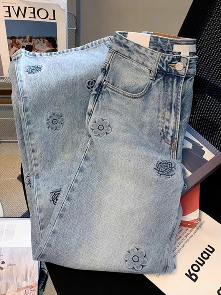 Men s Pants Feynzz Women Pant Woman Jeans High Waist Denim Wide Leg Clothing Blue Vintage Quality Fashion Straight 230707
