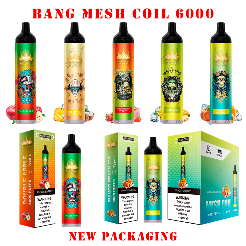 Original Bang 6000 Puff E cigarettes Disposable Vape Pen 14ml Pre-filled Pods Cartridge 1100mAh Rechargeable Battery bang Mesh Coil 6000puffs 5000 ultra
Original Bang 6000 Puff E cigarettes Disposable Vape Pen 14ml Pre-filled Pods Cartridge 1100mAh Rechargeable Battery bang Mesh Coil 6000puffs 5000 ultra