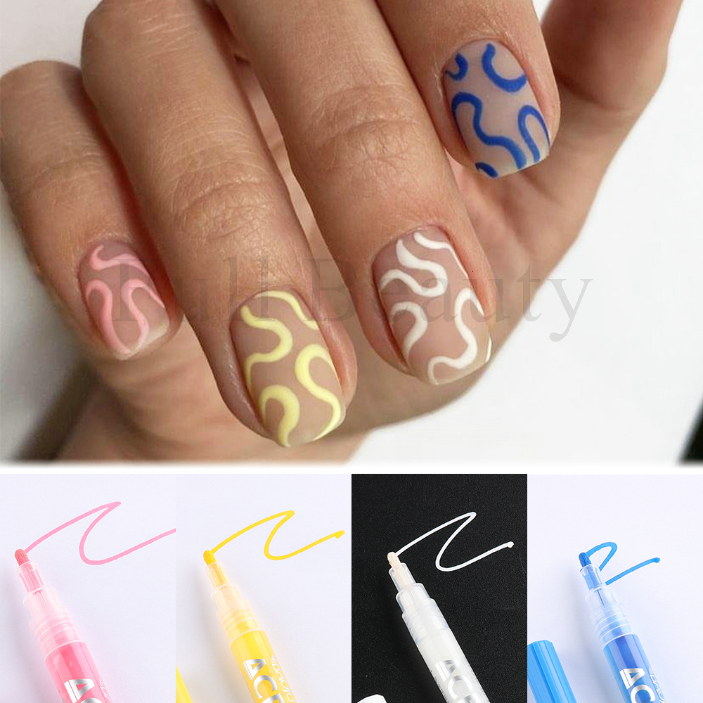 Nail Gel Nail Art Graffiti Pen Waterproof Painting Marker Pen for Nails Neon Gel Polish Drawing Pencil Manicure Brushes 230706