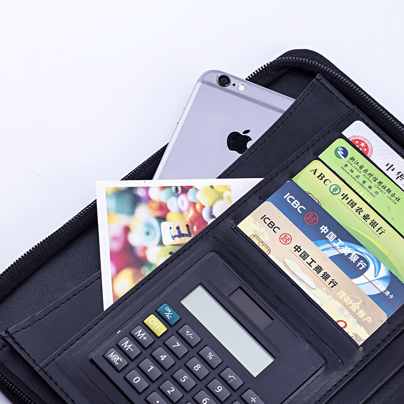 Filing Supplies A5 Padfolio File Folder Document Bag with Calculator Zipper Fichario Binder Notebook Briefcase Executive Spiral 6 Ring Note Book 23070
