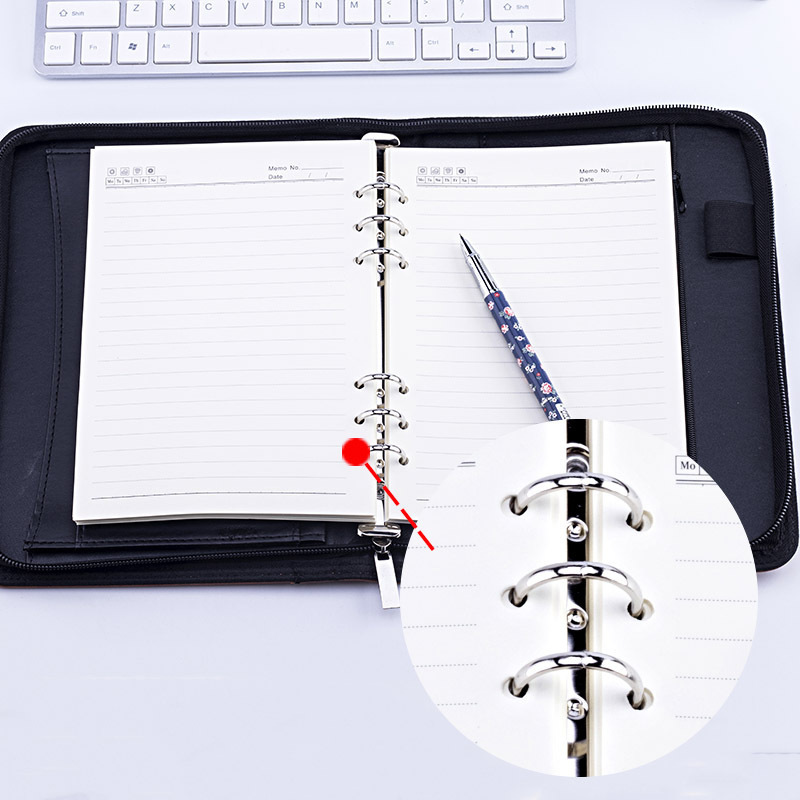 Filing Supplies A5 Padfolio File Folder Document Bag with Calculator Zipper Fichario Binder Notebook Briefcase Executive Spiral 6 Ring Note Book 23070